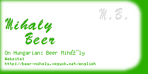 mihaly beer business card